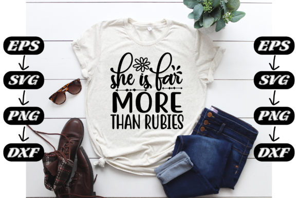 Christian Quotes, She is Far More: Graphics & T-Shirt Designs